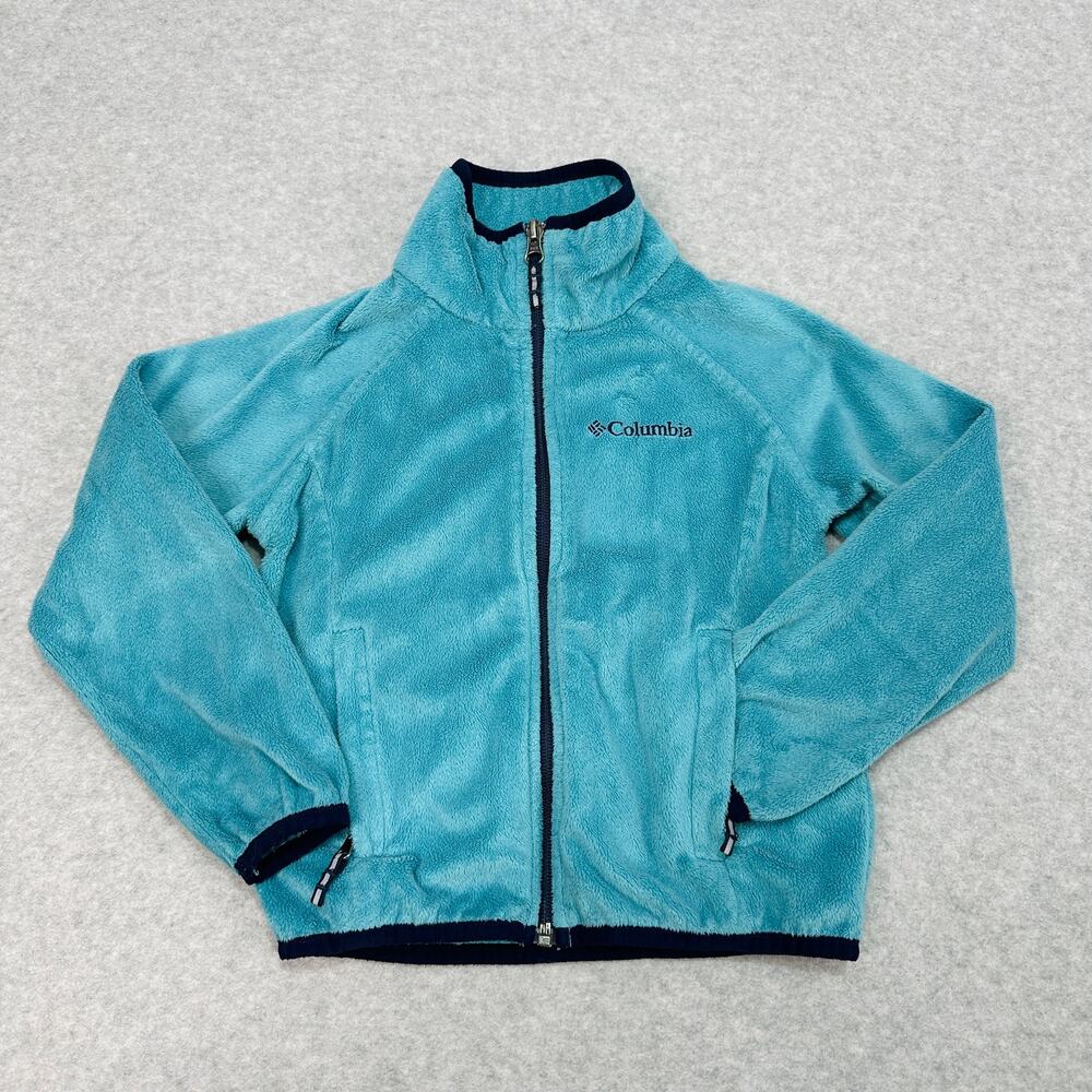 Columbia Fleece Jacket Toddler XXS Teal Full Zip Long Sleeve Contrast Trim Cozy